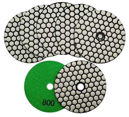 SHDIATOOL Diamante Almohadilla de Pulido 7 Piezas Grano 800 para Pulir en Seco Mármol Granito Piedra Cerámica Dia 100mm/4 Pulgadas