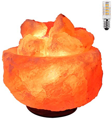 Hanselhome Lámpara de Sal del Himalaya Natural Cuenco Grande 3-5 Kg + 1 Bombilla de Led de Repuesto Enchufe Europeo…