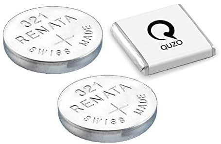 Bundle of 2 x Renata 321 Watch Battery 1.55v SR616SW + Quzo Belgian Chocolate - Official Renata Watch Batteries