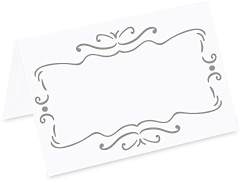 PRICARO Tischkarten Zierde, Silber, 50 Stück