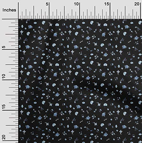oneOone Viscose Jersey Stoff Blatter & Blumen mit Blumenmuster Stoff 1 Meter 60 Inch Breite