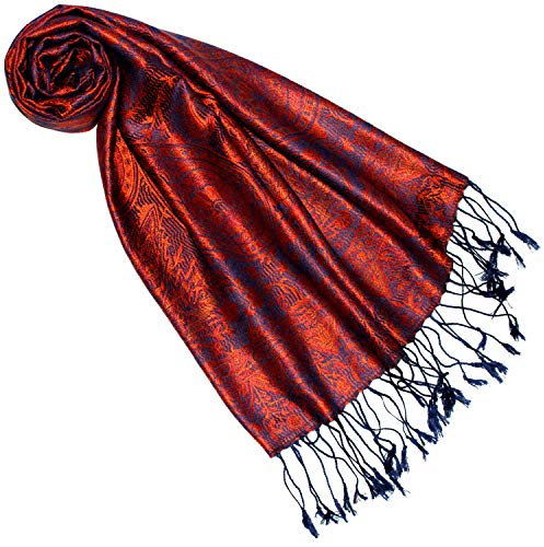 Lorenzo Cana Seidenschal für Frauen Schal 100% Seide gewebt Damenschal elegant Paisley Muster Blau Orange 7864833