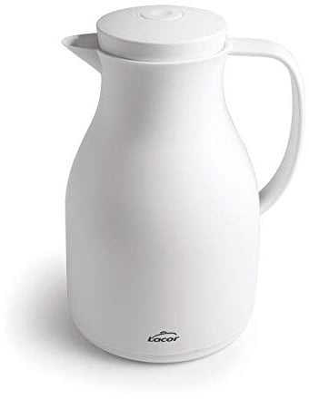 Lacor 62575 62575 - Carafe isotherme sans BPA avec double paroi et couche de verre à l'intérieur, blanc mat, 1 litre, polypropylène