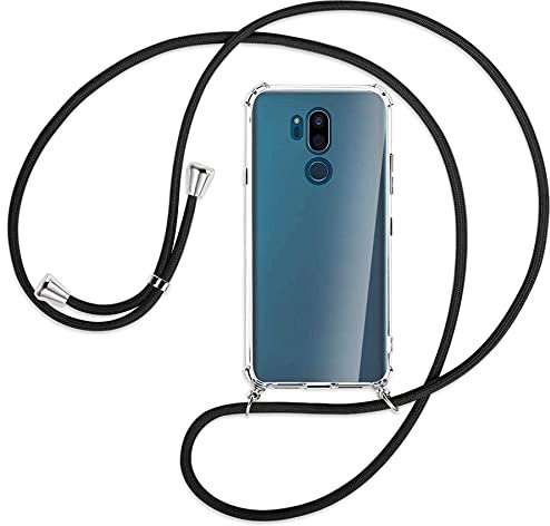 mtb more energy® Handykette kompatibel mit LG G7 ThinQ, LG G7+ (6.1'') - schwarz - Smartphone Hülle zum Umhängen - Anti Shock Full TPU Case