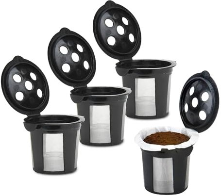 DeliBru Wiederverwendbare K Cups für Keurig Supreme und K Supreme Plus Kaffeepads Filter 4 Stück Nachfüllbare K Cups für Keurig Supreme Plus Kaffeemaschine K Cups Wiederverwendbare Pod Keurig