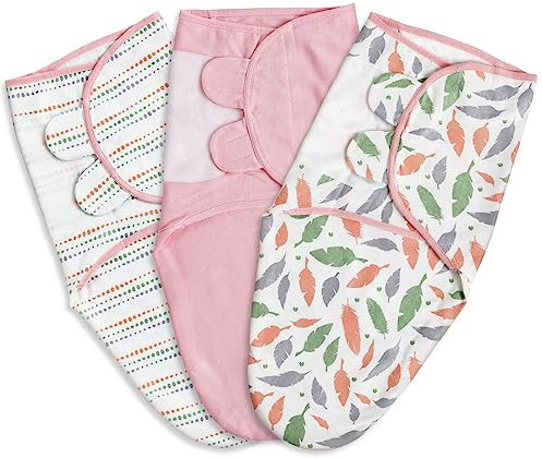 GLLQUEN BABY Swaddles Pucksack Baby 0-3 Monate,100% Bio-Baumwolle Baby Schlafsäcke für Neugeborene,Oeko-tex100 Schlafsack für Kleinkinder,Unisex 3er Pack Wickel