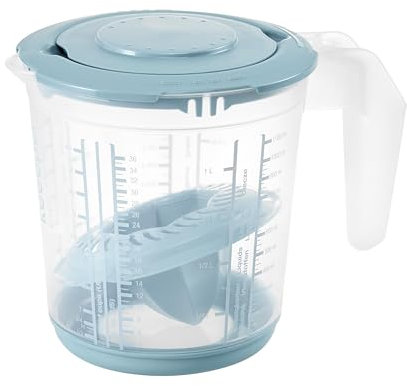 keeeper Messkannenset 4 in 1, Mit Spritzschutz und Zitruspresse, Anti-Rutsch-Funktion, 1 l, Matteo, 14 x 14 x 15 cm, Nordic Blue