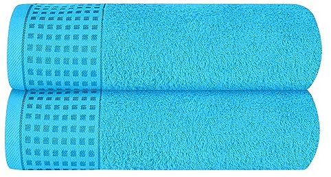 GLAMBURG Baumwolle 2er-Pack übergroße Badetücher 100 x 150cm, große Badetücher, Ultra saugfähig, kompakt,Umweltfreundlich und 100% recycelbar, schnell trocknendes und leichtes Handtuch — Türkis Blau