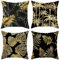 Kissenhülle 40x40, Dekokissen Bezug Schwarz Gold Kokosnussbaum Monstera Blatt Zierkissenbezüge Modern Luxus Cushion Cover Polyester