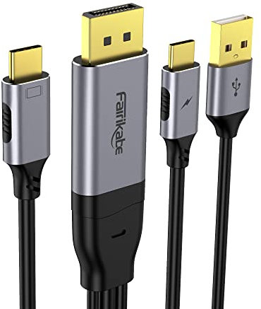 fairikabe DisplayPort auf USB C 4K 60Hz, Upgrade DisplayPort auf USB-C Kabel, 2m, unidirektionales DP 1.2 auf USBC kompatibel mit USB Typ C Monitor, Projektor, HDTV