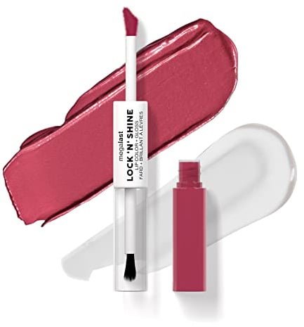 Wet n Wild Megalast Lock n' Shine, Dual-Ended Lip Color and Clear Gloss, Vitamin E and Jojoba Oil Enriched Formula, La Pink Shade