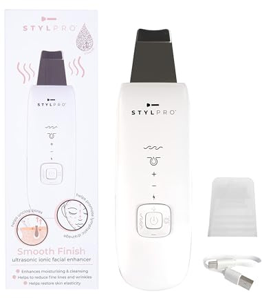 STYLPRO Hautpflege-Gesichtstool | Ultraschall- und Ionentechnologie | Poren entfernen | Mitesser extrahieren | Tiefenreinigung | Feuchtigkeit | Reduziert Falten | Wiederaufladbar | Silikonhülle