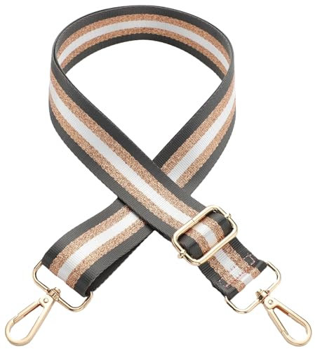 Tracolla per Borsa Regolabile, Tracolla Larga Regolabile, Tracolla per Borsa Cintura di Ricambio Regolabile Cinghia con Ganci Girevoli in Metallo (Nero+Cachi+Bianco 2)