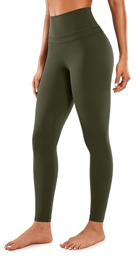 CRZ YOGA Naked Feeling Damen Leggings High Wasit Sportleggins Blickdicht Lange Sport Leggins Yogahose - 71cm Olivgrün 36