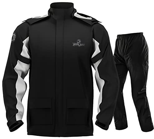 IRON JIA'S Giacca impermeabile da uomo, impermeabile, traspirante, per moto, impermeabile, antivento, per attività all'aria aperta Nero-M