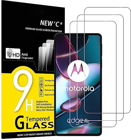 NEW'C 3 Stück für Motorola Edge 30 Pro für Panzerglas, Frei von Kratzern, 9H Härte, HD Displayschutzfolie, 0.33mm Ultra-klar, Ultrabeständig