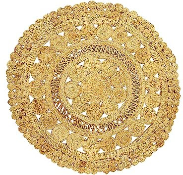 carpetfine Juteteppich Finn Rund Naturfarbe Beige Ø 60 cm handgewebt aus Jute | Moderner Naturteppich Uni im Boho - Style Teppich Rund für Wohnzimmer, Schlafzimmer und Küche