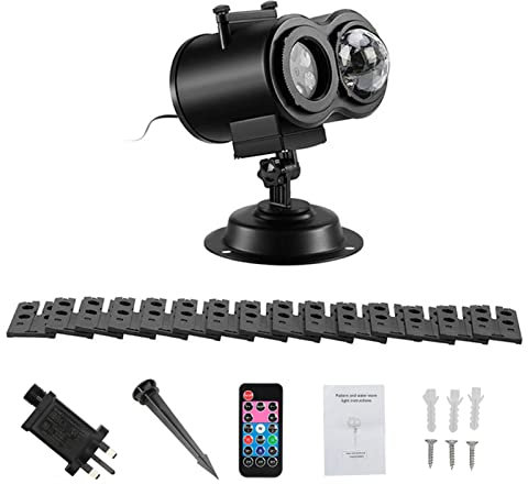 Shienfir Projektor Weihnachten Aussen, LED Projektor Licht 2 in 1 mit Fernbedienung, IP44 Wasserdicht Außen Innen Terrasse Garten Weihnachtslichter Projektor Geeignet für Party Festivals