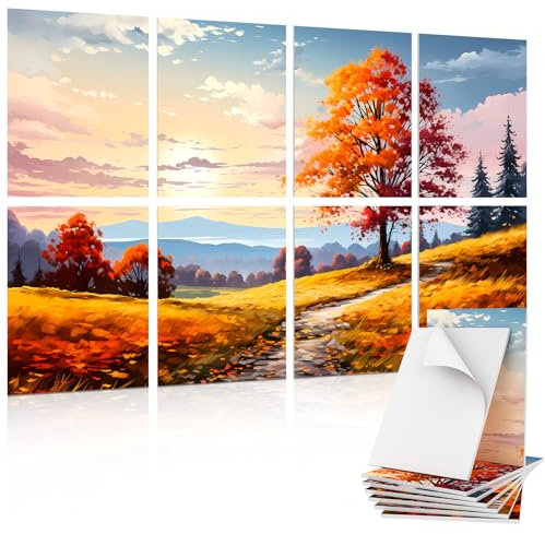 TONOR 8 Pack Art Acoustic Panel mit Selbstklebenden Wandpaneelen, 120 * 80 cm Schallabsorbierende Paneele, Dekorative Schalldichte Paneele, Akustische Behandlung für Tonstudio, Büro, Haus, Ahorn-Hain