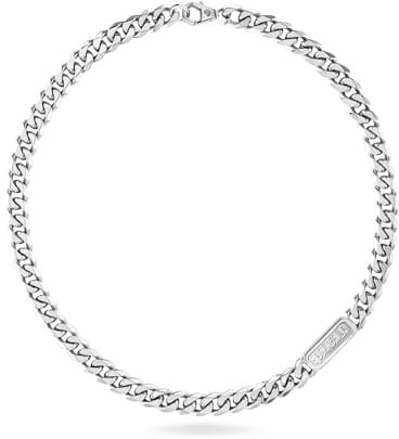 Philipp Plein Herren Kette Halskette Edelstahl silberfarben GOTHIC TAG PJTEA05NU