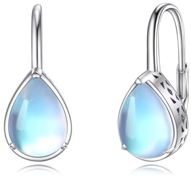 POPLYKE Mondstein Ohrringe für Frauen Sterling Silber Leverback Ohrringe Mondsteinschmuck Geschenk für Mädchen (Mondstein 2)