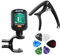 Jinlaili Universal Stimmgerät,Gitarre Stimmgerät,Akkurate Chromatic Tuner,Clip-on Guitar Tuner Schwarz,Inklusive Kapodaster und 6 Zelluloid-Plektren,für Chromatic,Gitarre,Bass,Violine,Ukulele