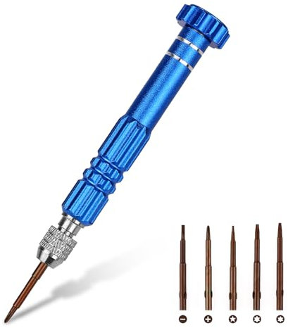 5 in 1 Mini Schraubendreher Set Blau Schraubenzieher Kleine Feinschraubendreher Multifunktionaler Präzisions Brillen Reparatur Schraubendreher Werkzeug Kit für Elektronik Uhr Brillen Laptops Schmuck