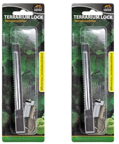 Terrarienschloss mit Schlüssel - Schloss für Terrarien als Glastürschloss/Vitrinenschloss - Schlösser für Ihr Terrarium zur Selbstanbringung (Verschiedenschliessend, 2 Stück)