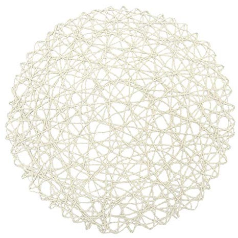FUWIND Tovagliette Rotonde in Fibra di Carta Intrecciate Decorative in Stuoia Naturale per Feste, Decorazioni per Feste 15 Pollici Set di 12 ()