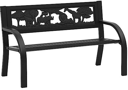 Homgoday Kinder Gartenbank 86 cm Stahl Terrassenbank Outdoor Gartenbank Sitzbank Wohnzimmer Sitzmöbel Möbel