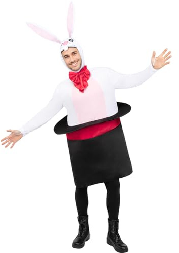 Funidelia | Hase im Zauberhut Kostüm für Herren und Damen Tiere - Kostüm für Erwachsene & Verkleidung für Partys, Karneval & Halloween - Größe Einheitsgröße - Weiß