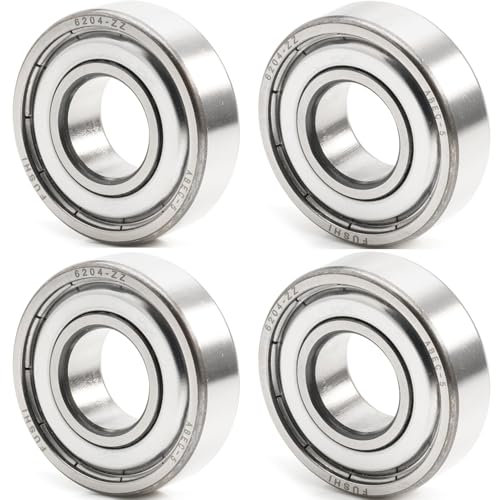 FUSHIBEARING 6204ZZ 20x47x14mm Metall Doppeldichtung, 6204-2Z ABEC-5 Chromstahl Vorgeschmierte Deep Groove Kugellager 4er-Packung (6204ZZ 20x47x14mm)