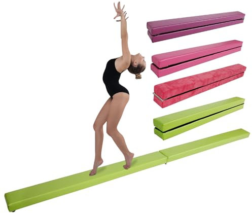 Erreyht Leather Balance Beam, Green Gymnastics bar 2.1m/220 lbs Faux Suede, Folding Gymnastics Equipment for Birthday Gym Home Training Exercise Sports