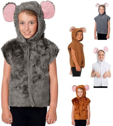 Charlie Crow Grey fur Mouse Costume for kids one size 3-8 Years.