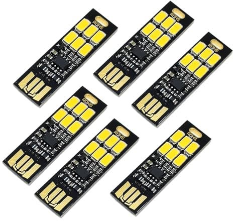 6 Stück USB Led, USB LED Stick Super Hell,Ultra-thin 6LED USB Keychain Touch stepless ,6 LED Touch Dimmer Tragbar für Laptop Tastatur (Warm weiß)