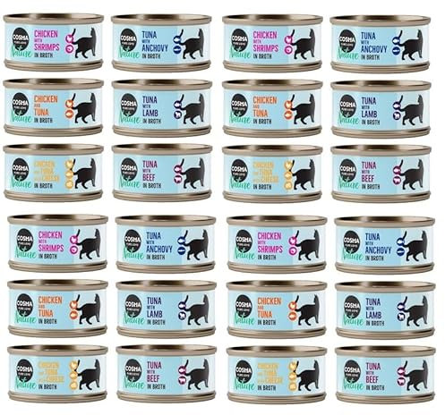 Cosma Nature 70 g | Katzenfutter nass | Nassfutter | mit 75% zartem Fleisch oder Fisch | schonend im eigenen Saft gegart | ganz ohne Zusatzstoffe (18x, Mixpaket 2 (6 Sorten))