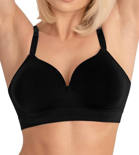 Conturve Bras for Women - Bralettes for Women with Support - Ultimate Comfort Wireless Support Bra Black - 2XL
