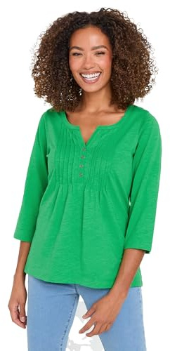 M&Co Cotton Long Sleeve Henley Top - Women's