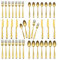 30-teiliges Besteck Gold Matt, EIUBUIE Premium Edelstahl Besteckset 6 Personen mit Einzigartigen Griffen, Modernes Goldenes Besteck Essbesteck Tafelbesteck mit Messer Gabel Löffel