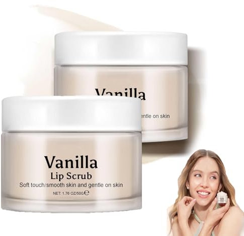 Vanilla Lip Scrub Exfoliator, natürliches Zuckerpeel und Feuchtigkeitscreme für trocken (2pcs)