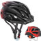 NXPZ Casco Bici Adulti per Uomo e Donna, con Luci LED (3 Modalità), Leggero, Regolabile, Visiera Rimovibile, per Mountain Bike e Strada, Design Elegante, 58-62cm