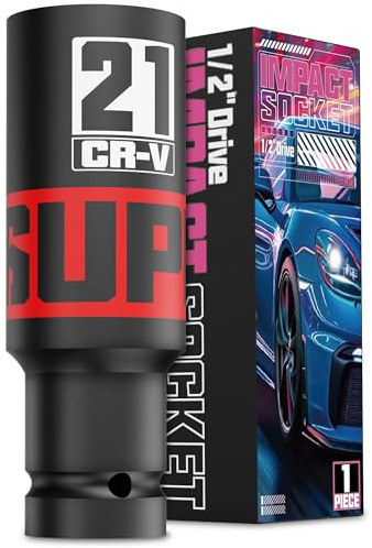 Aurlloct Douille à Choc 1/2, 21mm Douille à Impact, CR-V, Réparation de Voiture et Maintenance Industrielle