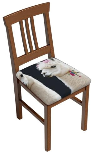 ULKMFFCF Stuhl-Sitzbezug mit Alpaka-Lama-Druck, quadratisch, elastisch, Hocker, Sitzkissen, Schonbezug für Bar, Zuhause, Büro, Esszimmer, 2 Stück