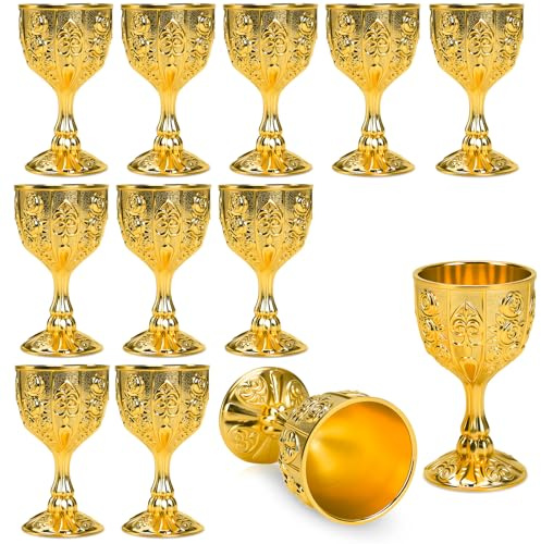 Eforcase 12Pcs Mini Chalice Goblet Gold Copper Medieval Vintage Goblet