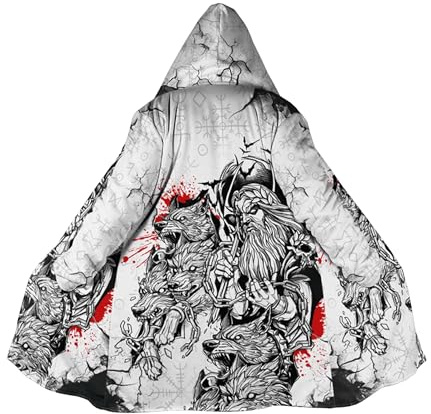 Wikinger Tattoo Winter Warmer Kaschmirmantel 3D Druck Odin Raven Retro Kapuzenumhang Mittellanger Parka Harajuku Jacke Oberbekleidung