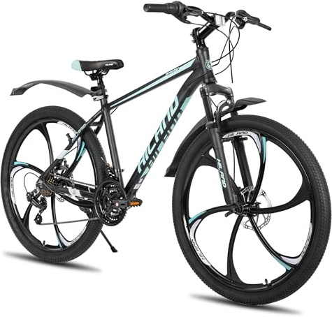 Hiland - Bicicleta de montaña de 26 pulgadas para adultos, 3/6 radios, 18 velocidades, para hombre y mujer, con freno de disco doble, 26 pulgadas, marco de aluminio