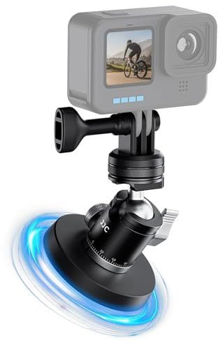 JJC Magnetic Camera Mount for DJI Osmo Action 6 5 Pro 4 3 & Hero 13 12 11 | Magnet Ball Head Car Mount with Action Camera Adapter, Magnetic Adapter with 1/4-20 for Osmo 360 Pocket 4 3 Insta 360 X5