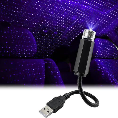 LED Auto Sternenhimmel Decke,USB Autodach Atmosphäre Sternenhimmel Lampe,Innen LED-Atmosphäre-Lichter,USB Mini Projektion,Dach Stern Nachtlicht Mini AutoInnen Lampe für Auto Zuhause Party (BlauLila)