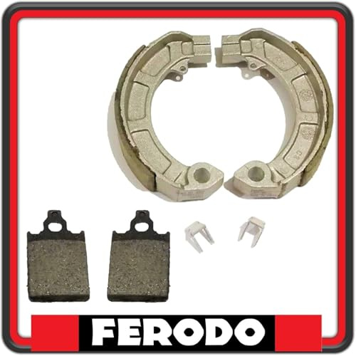 KIT PASTIGLIE PASTICCHE FRENO ANTERIORI + GANASCE FRENO POSTERIORI FERODO COMPATIBILI PER PIAGGIO VESPA PX 125-150 - 200 SOLO MODELLI CON FRENO A DISCO.
