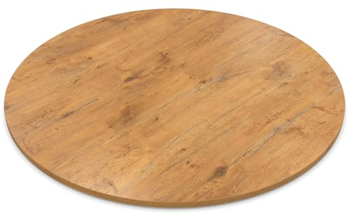 AUPROTEC Plateau de table rond 28 mm Ø 800 mm Pale Lancelot Oak Panneau en bois revêtu de résine de mélamine Panneau de particules avec bande en ABS Bord au choix : 80 cm